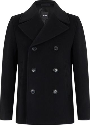 HUGO BOSS H-Hyde Peacoat-264 - Heren - Mantel - Zwart - M - Wol - Jassen