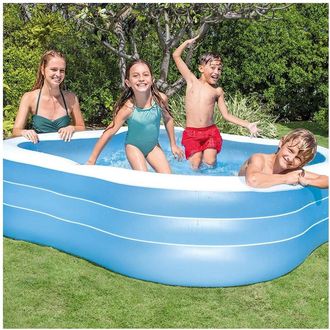 Trade Shop Trade Shop - Piscina Family Quadrata Gonfiabile A Tre Anelli 229 X 229 X 56 Cm Giardino 57495