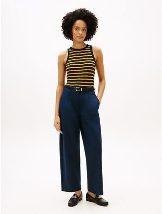 Tommy Hilfiger Womens Pleated Twill Barrel Chino - Navy - 10