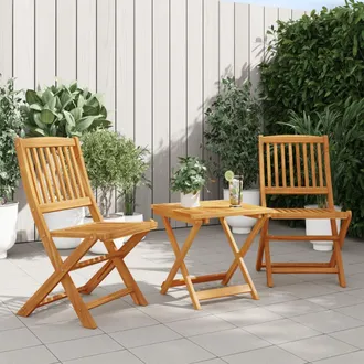 vidaXL Set De Comedor De Jard&iacute;n Plegable 3 Pzas Madera Maciza Acacia Vidaxl