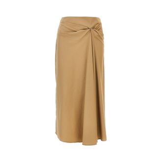 Max Mara Stretch poplin draped midi skirt Woman 44