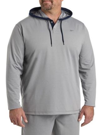 Reebok Big & Tall French Terry Performance Henley Hoodie in Grey 3 at Nordstrom, Size 2X Big