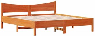 vidaXL Vidaxl - Cama Sin Colch&oacute;n Madera Maciza De Pino Marr&oacute;n Cera 180x200 Cm