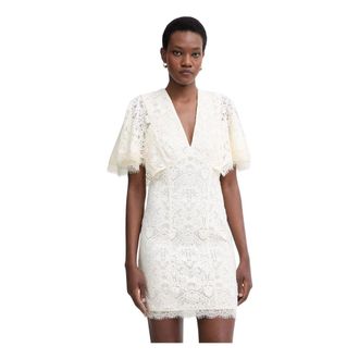 Twinset Vestido Corto de Encaje - Dresses - Mujer - Beige - S