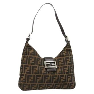 Fendi Pre-owned Shoulder Bags, female, Brown, Size: ONE SIZE Pre-owned Zucca Canvas Shoulder Bag
