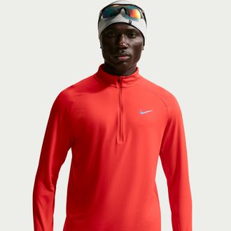 Nike Mens Stride Dri-FIT 1/4-Zip Running Top in Red | HV2180-696
