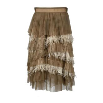 Brunello Cucinelli Rokken, Dames, Bruin, S, Luxe Synthetische Midi Rok