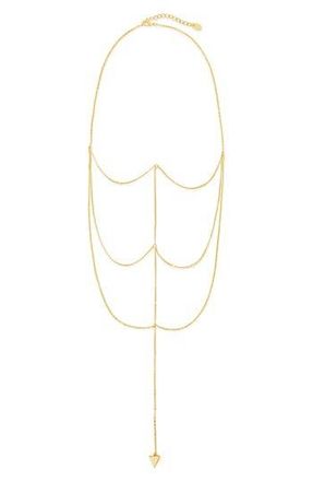 Sterling Forever Triple Layer Triangle Drop Y-Necklace in Gold at Nordstrom Rack