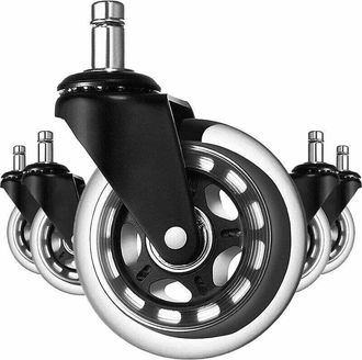 OEM Roulettes Silla Oficina - Di&aacute;metro 76 Mm - V&aacute;stago 11x22 Mm - Poliuretano Silencioso - Para Suelos Duros - 5 Unidades