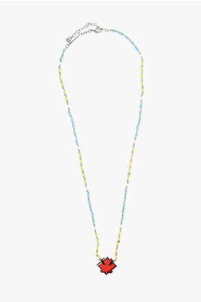 Dsquared2 Beaded Necklace with Leaf Pendant size Unica