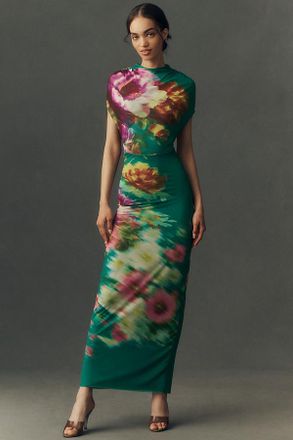 Anthropologie BHLDN Mock-Neck Short-Sleeve Maxi Dress