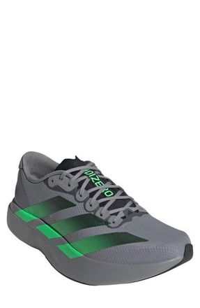 adidas Adizero Evo SL Running Shoe in Grey/Screaming Green/Carbon at Nordstrom, Size 11.5