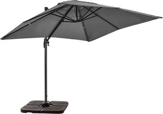 Oviala Parasol desplazado de 2x3 m y 4 losas para llenar en aluminio gris