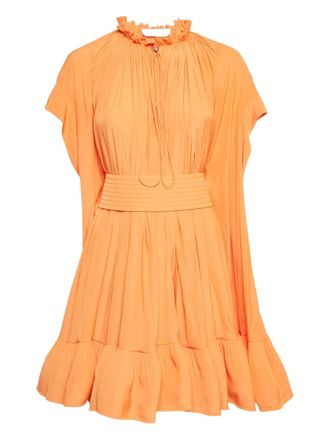 Lanvin ruffled cape-sleeve mini dress - women - Polyester - L - Orange