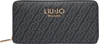 Liu Jo Grote Monogram Portemonnee - Dames - Portefeuilles - Zwart - ONE Size - Accessoires