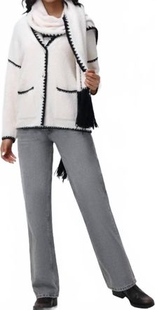 525 america Tierney Whipstitch Scarf Neckline Cardigan In Sea Salt Multi