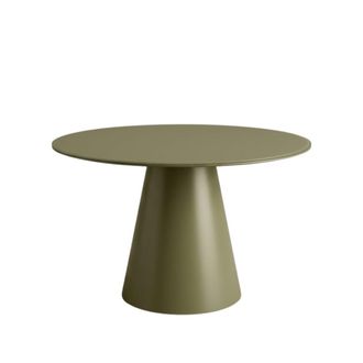 MondoViro Mesa redonda fija verde con tablero de cristal, &oslash; 120x76 cm, h