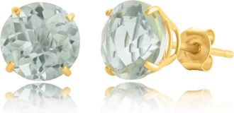 MAX + STONE 10k Yellow or White Gold 8mm Round Cut Gemstone Birthstone Stud Earrings