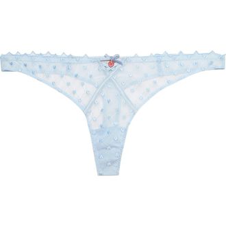 Fleur du Mal Love Lock Embroidered Thong in Forget Me Not at Nordstrom Rack, Size 5(Xl)