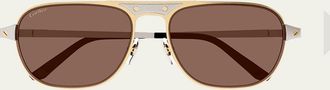 Cartier Mens CT0532SM Metal Aviator Sunglasses