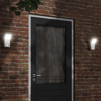vidaXL Vidaxl - L&aacute;mparas De Pared Led Exterior Con Sensor 2 Uds Aluminio Blanco