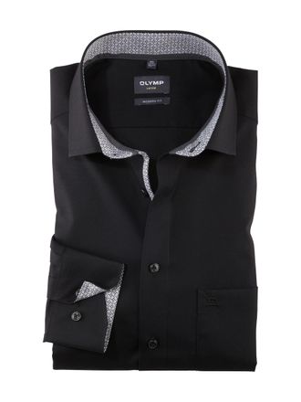 Olymp Men Shirt Long Sleeve Level Five,Plain,Slim Fit,Classic,Schwarz 68,42