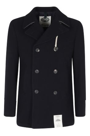 Camplin Blue Shetland Double-Breasted Wool-Blend Peacoat