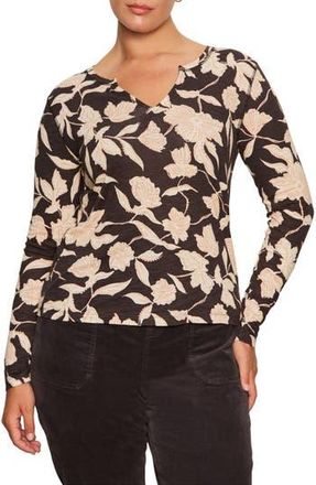 Sanctuary Perfect Notch Print Long Sleeve T-Shirt in Semisweet at Nordstrom Rack, Size 3 X