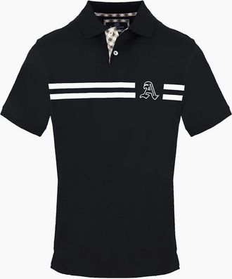 Aquascutum Mens Collared Neck Short Sleeve Polo Shirt - Black - Size: 2X large