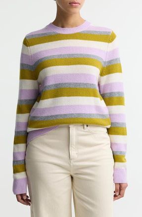 Barbour Woodhouse Striped Wool & Cashmere Sweater in Frosted Heather Multi at Nordstrom, Size 12