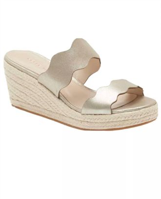 Pelle Moda Womens Krew Wedge Sandals In Platinum Gold Metallic Suede