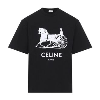 Celine Celine, Tops, Heren, Zwart, L, Katoen, T-shirt in katoenen jersey