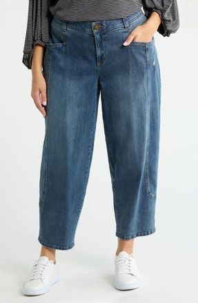 Wit & Wisdom High Waist Ankle Barely Barrel Jeans in Mid Blue Artisanal at Nordstrom, Size 20W