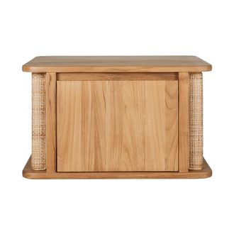 Miliboo Mueble De Ba&ntilde;o Suspendido De Madera Maciza De Teca Y Rejilla De Rat&aacute;n L60 Cm Solea