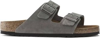 Birkenstock Womens Arizona Leather Sandals In Desert Buck Whale Gray