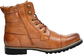 Generic High Top Leather Boots Men, Comfort Retro Leather Pu Ankle Boots Smart Business Work Office Boot Flat Casual Military Motorcycle Booties Fashion Class