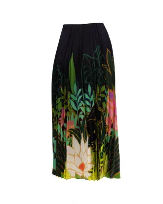 Valentino Garavani Pleated Floral Maxi Womens Skirt