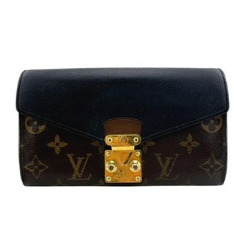 Louis Vuitton Black Brown Monogram Monogram Leather Long Wallet (Bi-Fold) (Pre-Owned)