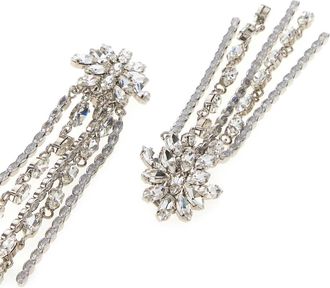 Alessandra Rich Womens Embellished Metal Earrings Crysilver Brass Glass