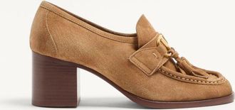 Valentino Garavani Mocassino D&eacute;collet&eacute; VLogo Signature In Crosta 60mm Donna HAVANA BEIGE 35.5
