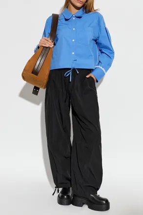 Ganni Oversize Shirt With Pocket, Womens, Blue