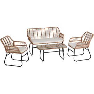 TecTake Garden Furniture Set Molfetta Xl in Natural | Size: 4 Person