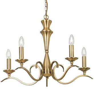 Loops Hanging Flush Ceiling Pendant 5 Light ANTIQUE BRASS Chandelier Lamp Bulb Holder in Metallics