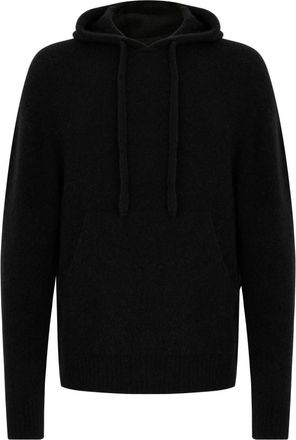 Laneus Zwarte wollen trui met capuchon - Heren - Hoodies - Zwart - M - Wol - Hoodies & sweatvesten