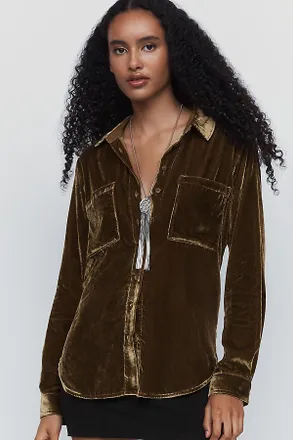 Pilcro Hadley Velvet Relaxed Buttondown Shirt