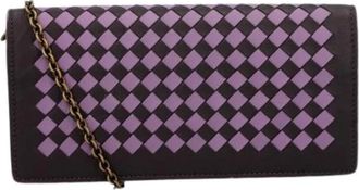 Bottega Veneta Pre-owned Intrecciato Clutch - Dames - Vintage Clutch - Paars - ONE Size - Leer - Vintage