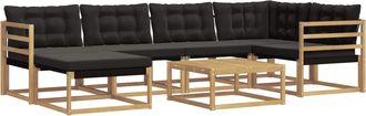 vidaXL Conjunto De Sof&aacute;s De Exterior 7 Uds. Blanco Y Negro Vidaxl