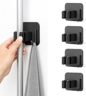 No Brand Ganchos Autoadhesivos Elegantes Para Escobas Y Fregonas Soportes De Pared Para Escobas Que No Requieren Taladrar Para Colgar Las Escobas Para La Limpi