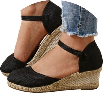 Generic Womens Espadrilles Wedge Sandals Summer Casual Closed Toe Sandal Comfortable Breathable Platform Low Heels Cute Shoes Flatform Heeled Shoes Ankle Stra