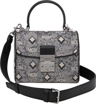 MCM Ladies Grey Satchel in Vintage Jacquard Monogram